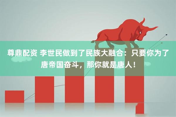 尊鼎配资 李世民做到了民族大融合：只要你为了唐帝国奋斗，那你就是唐人！
